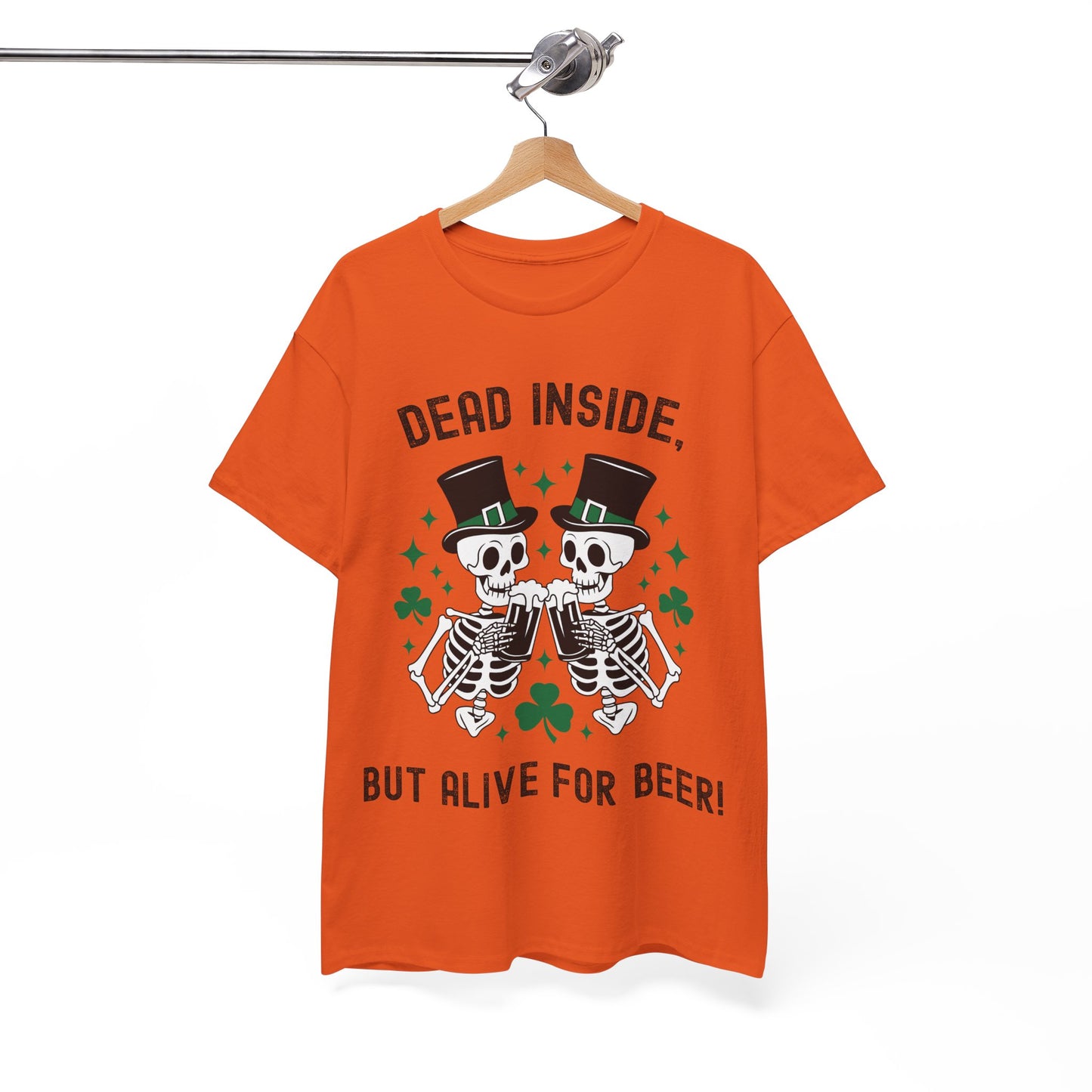 Dead Inside, But Alive For Beer! Skeleton Beer Unisex Heavy Cotton Tee