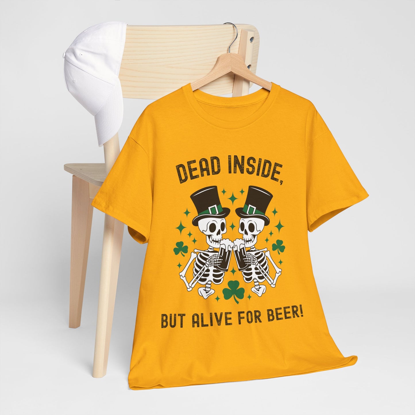 Dead Inside, But Alive For Beer! Skeleton Beer Unisex Heavy Cotton Tee