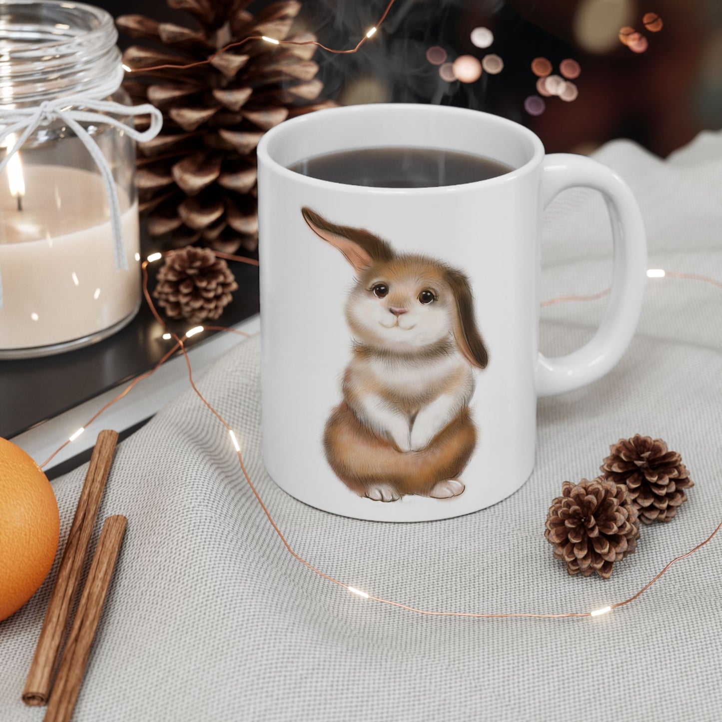 "I'm just here for the chocolate" - Cute Bunny Ceramic Mug - Perfect for Animal Lovers & Coffee Enthusiasts