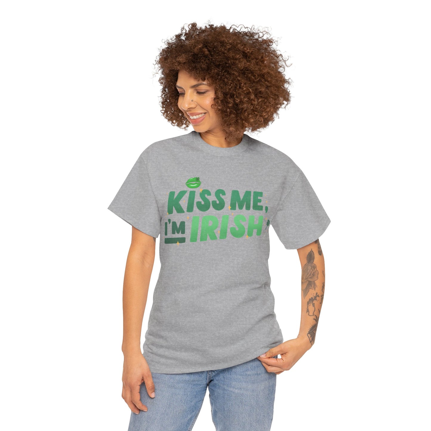 Kiss Me I'm Irish - Unisex Heavy Cotton Tee - Perfect for St. Patrick's Day Celebrations