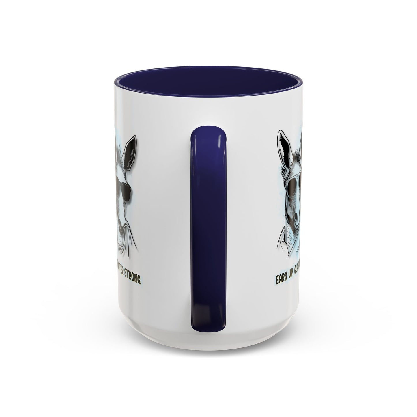 🐰✨ “Ears Up, Glasses On, Easter Strong” Accent Coffee Mug (11, 15oz)