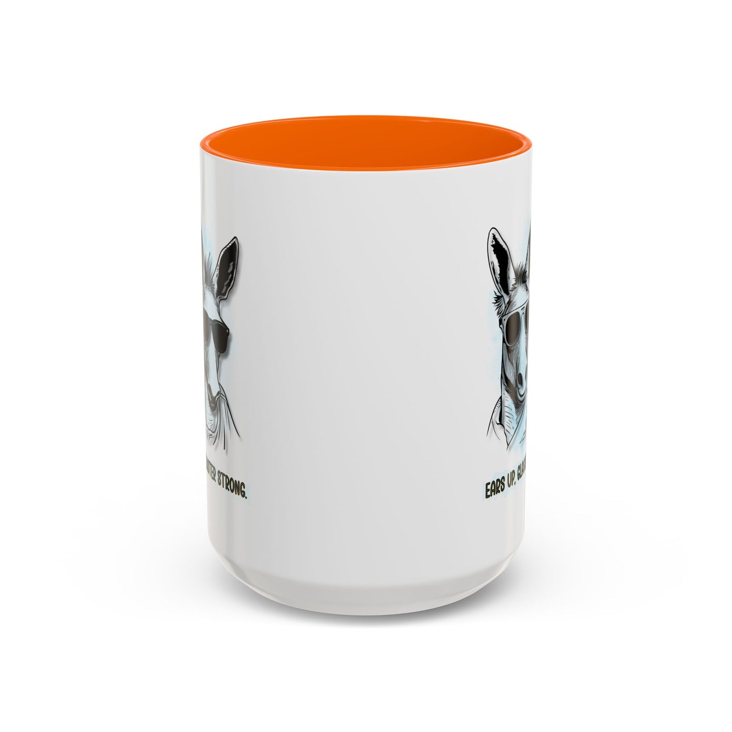 🐰✨ “Ears Up, Glasses On, Easter Strong” Accent Coffee Mug (11, 15oz)