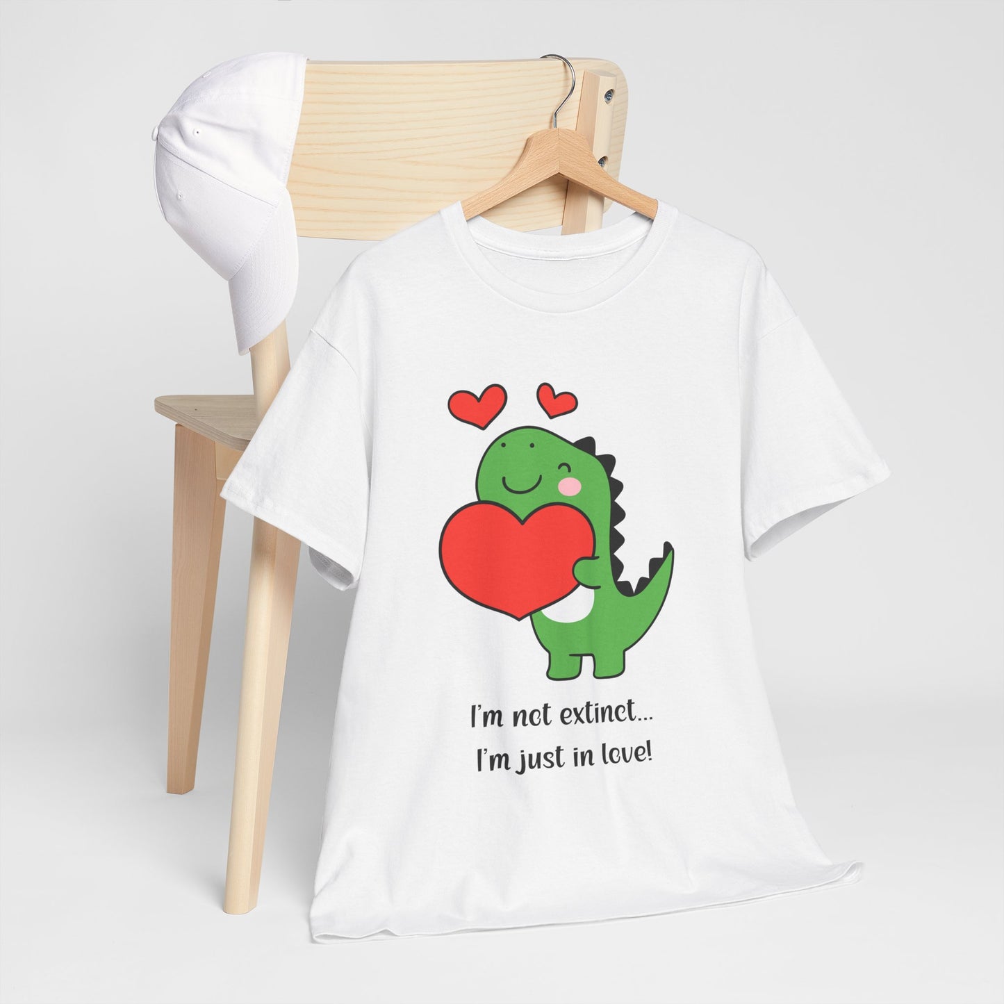 Dinosaur Love Unisex Heavy Cotton Tee - Cute Graphic Tee for Valentine's Day