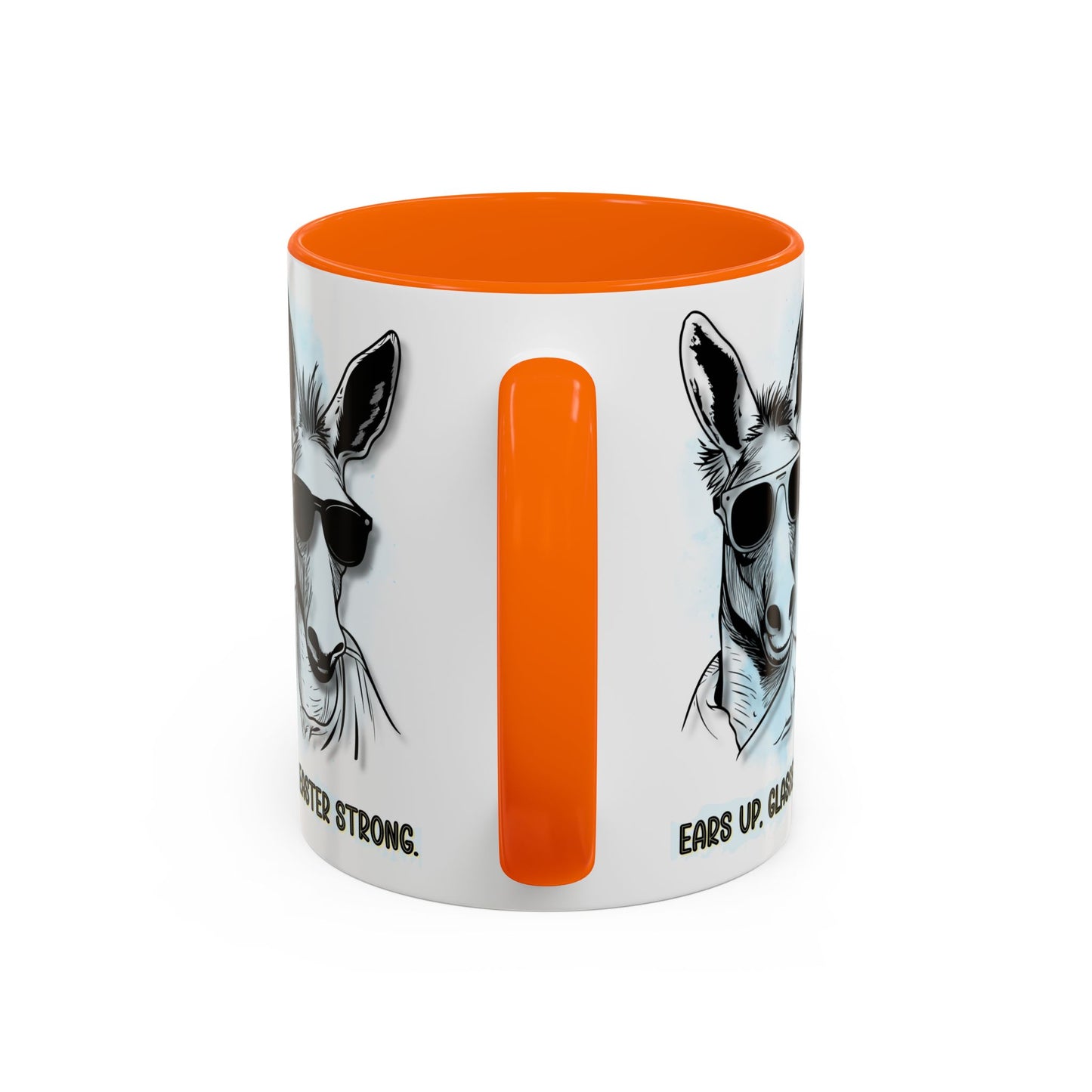 🐰✨ “Ears Up, Glasses On, Easter Strong” Accent Coffee Mug (11, 15oz)