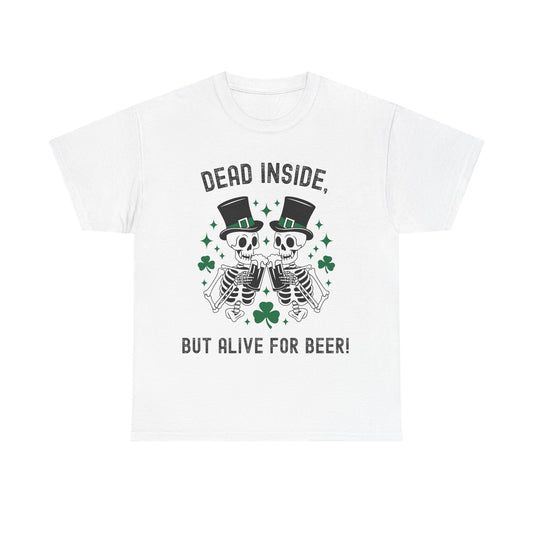 Dead Inside, But Alive For Beer! Skeleton Beer Unisex Heavy Cotton Tee