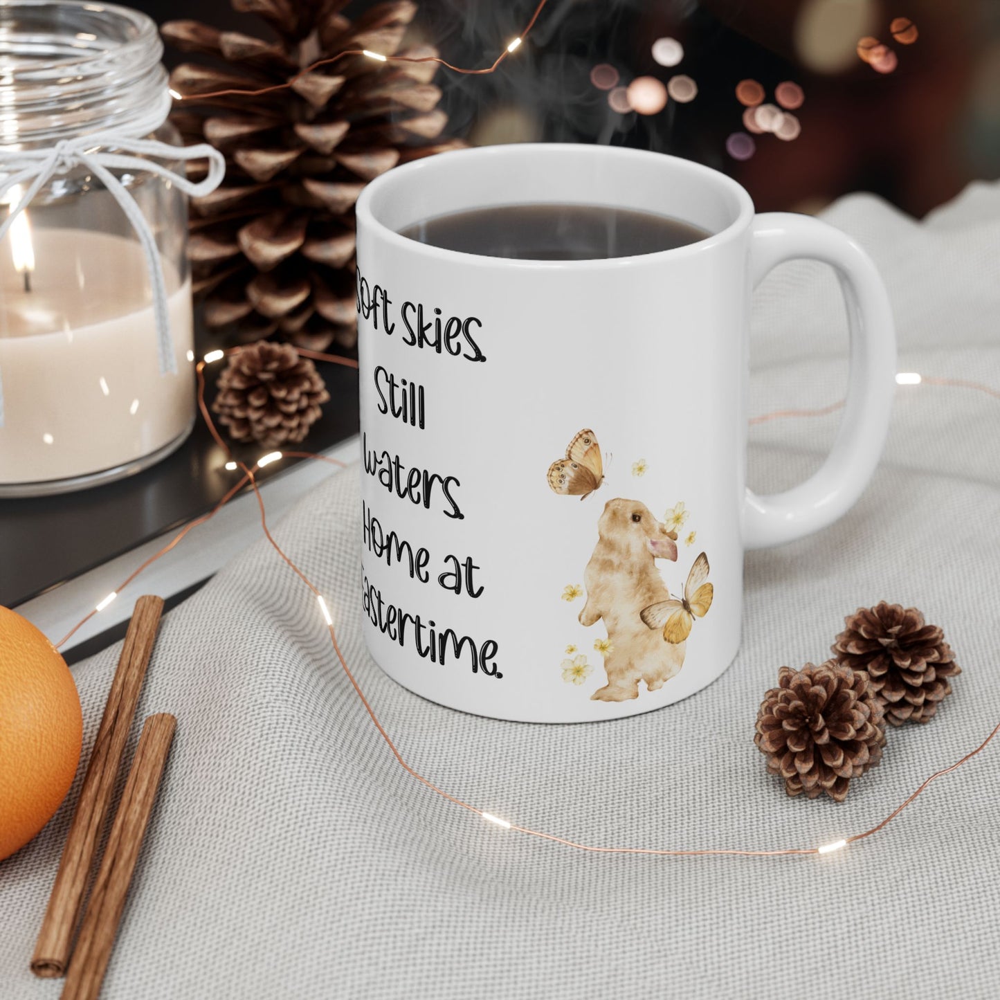 Soft Skies. Still Waters. Home at Eastertime. Easter-Inspired Ceramic Mug 11oz & 15oz