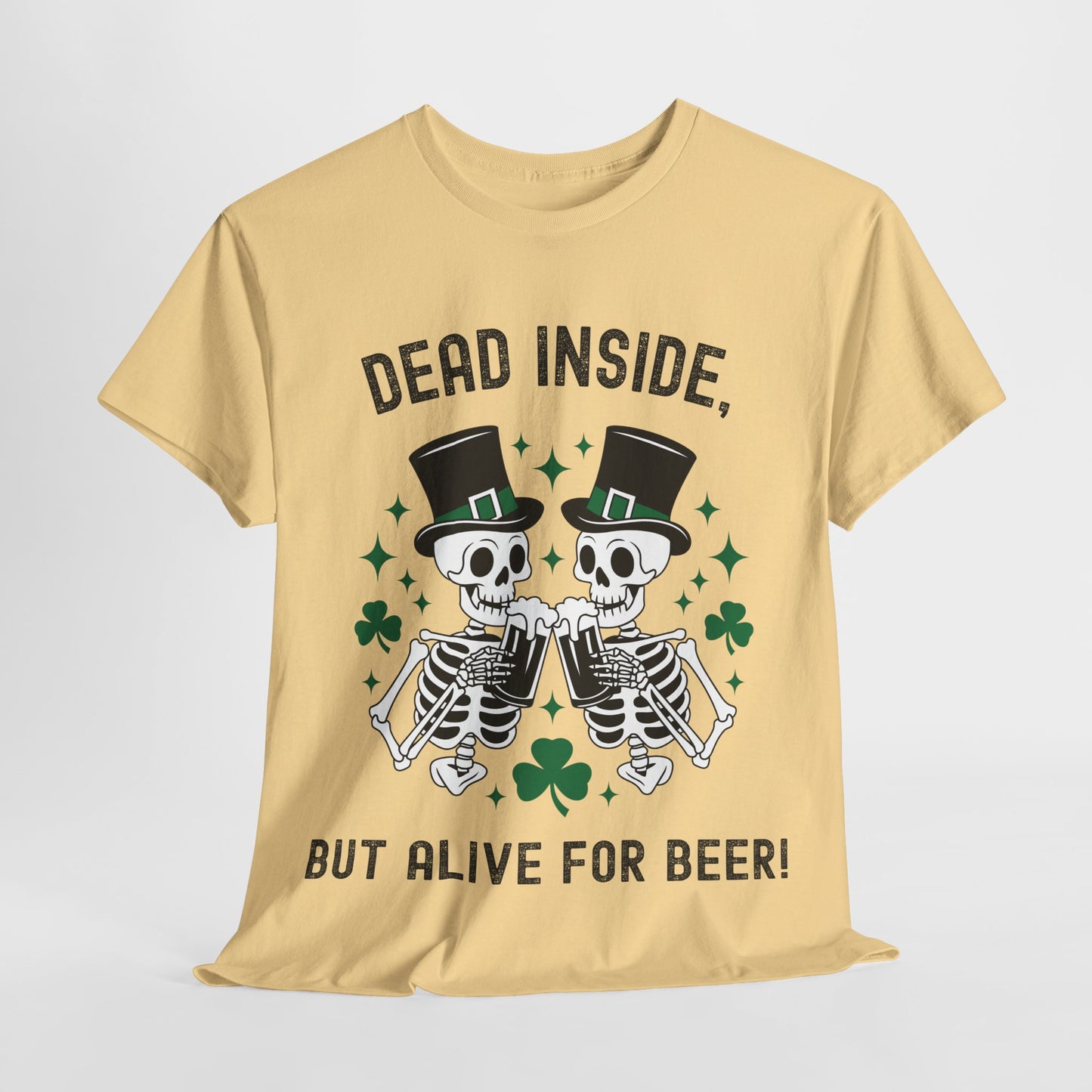 Dead Inside, But Alive For Beer! Skeleton Beer Unisex Heavy Cotton Tee