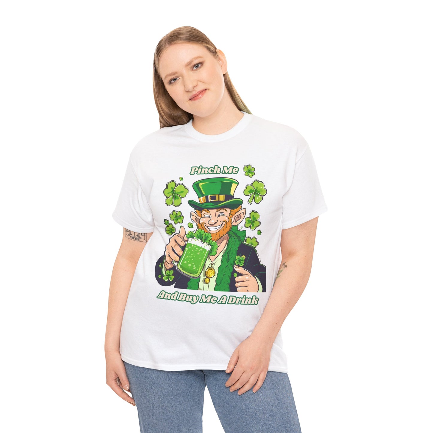 St. Patrick's Day Unisex Heavy Cotton Tee - "Pinch Me and Buy Me a Drink"