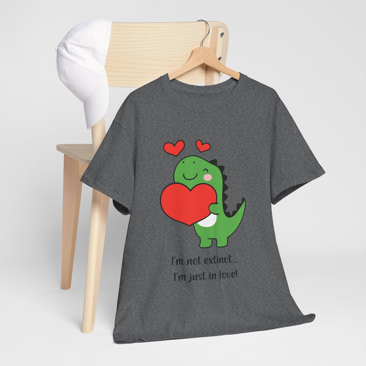 Dinosaur Love Unisex Heavy Cotton Tee - Cute Graphic Tee for Valentine's Day