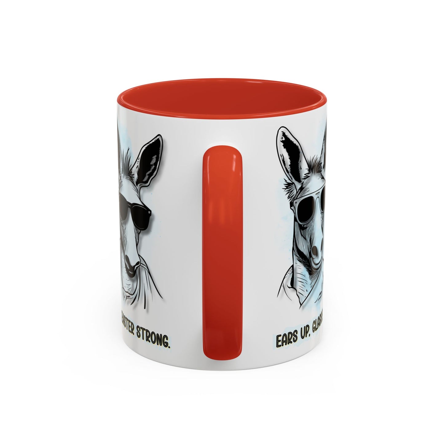 🐰✨ “Ears Up, Glasses On, Easter Strong” Accent Coffee Mug (11, 15oz)