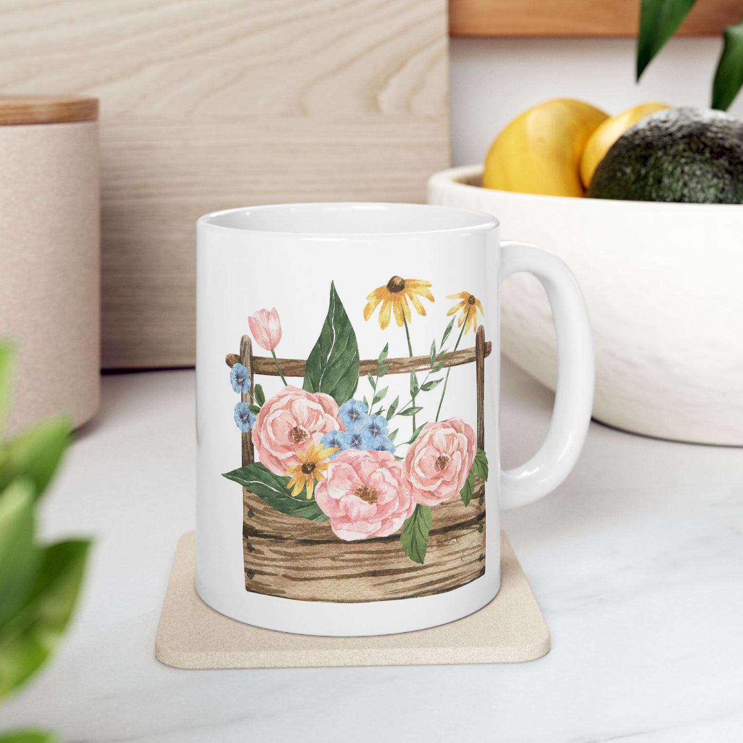 Bloom where you’re planted (and caffeinated) - Flower Ceramic Mug - Perfect Gift for Garden Lovers