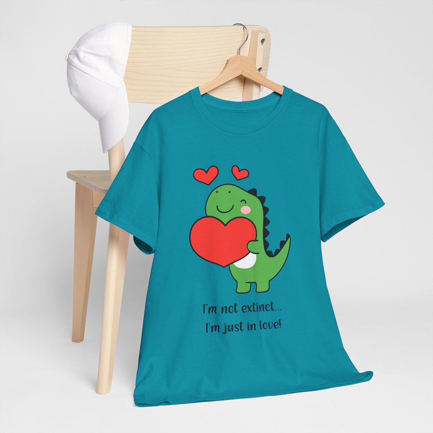 Dinosaur Love Unisex Heavy Cotton Tee - Cute Graphic Tee for Valentine's Day