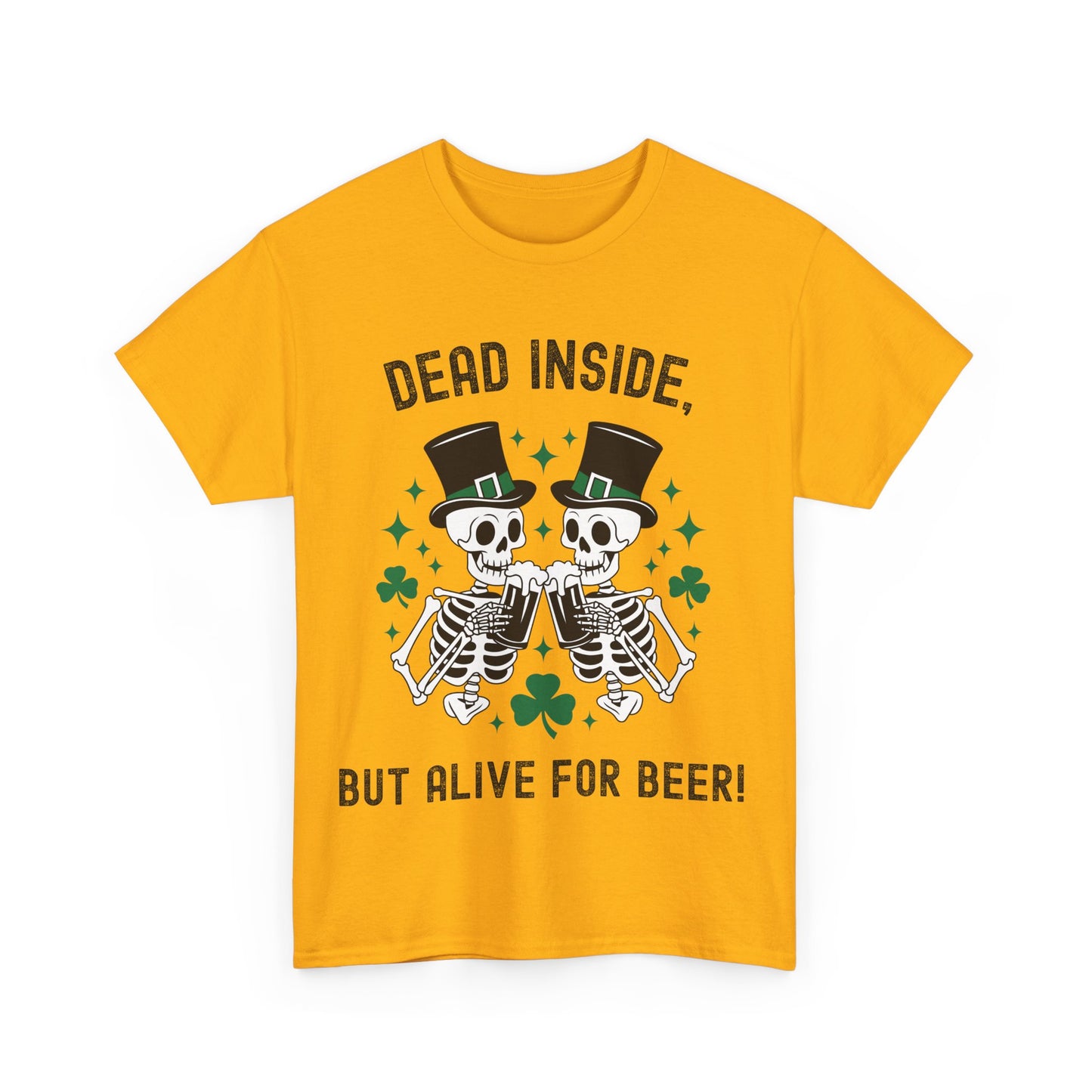 Dead Inside, But Alive For Beer! Skeleton Beer Unisex Heavy Cotton Tee