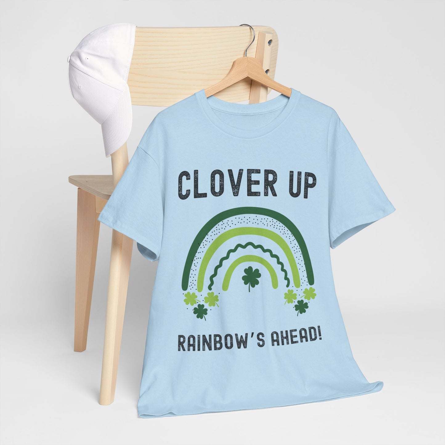 Clover Up, Rainbow's Ahead - Unisex Heavy Cotton Tee - St. Patrick's Day Shirt