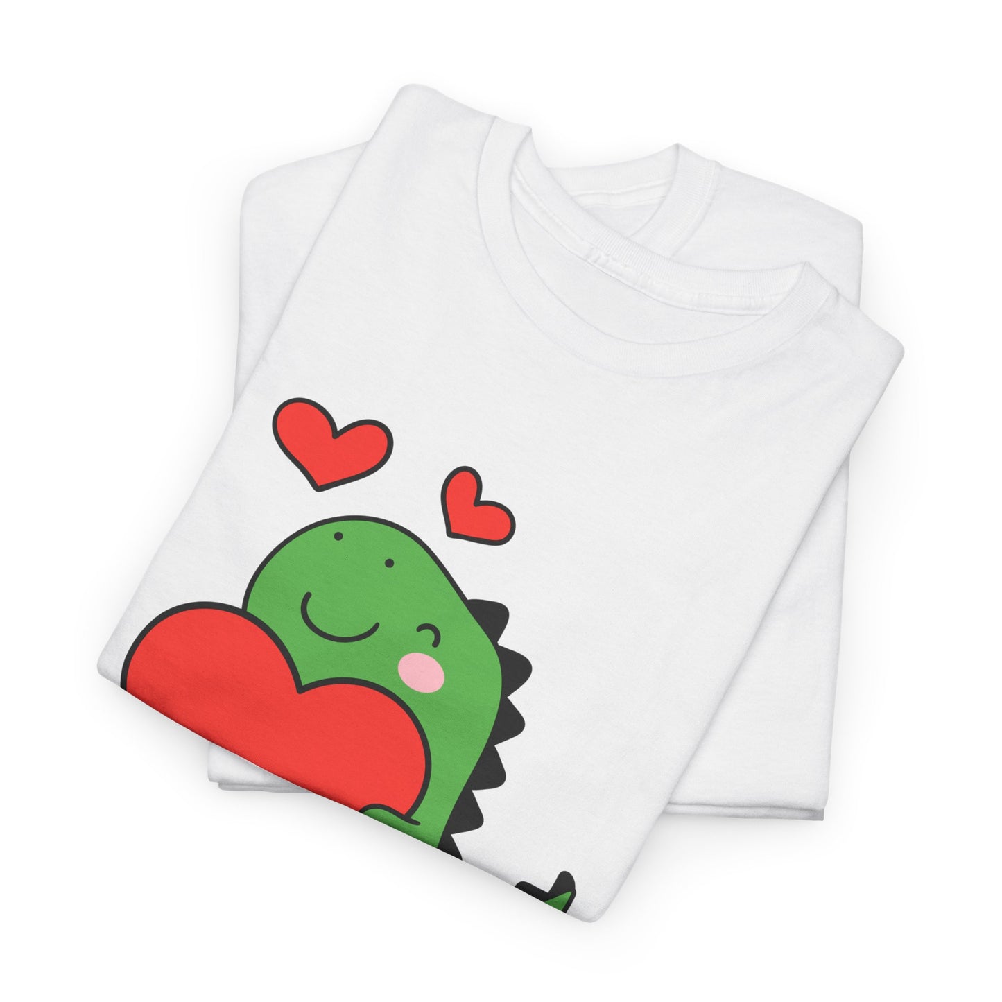 Dinosaur Love Unisex Heavy Cotton Tee - Cute Graphic Tee for Valentine's Day