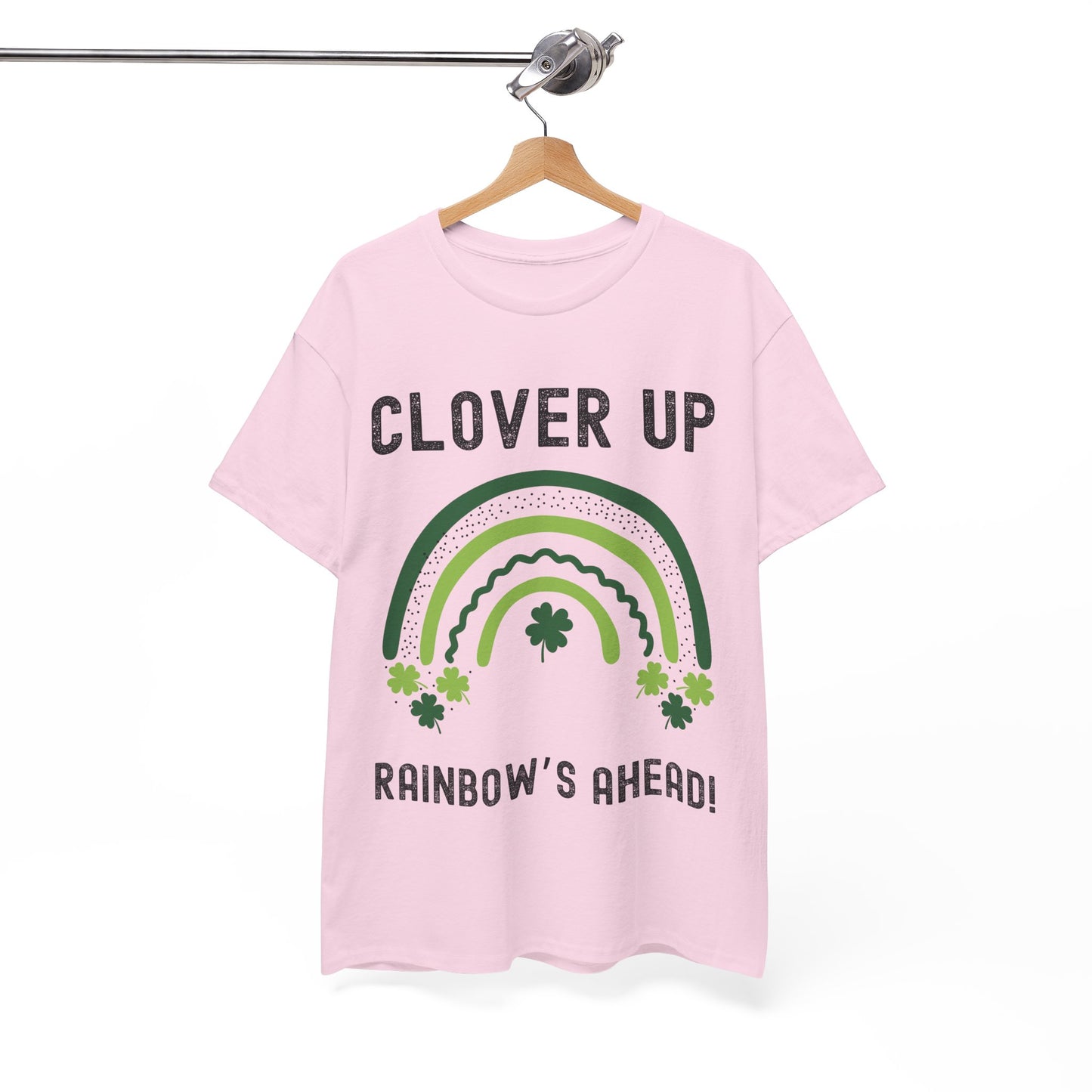 Clover Up, Rainbow's Ahead - Unisex Heavy Cotton Tee - St. Patrick's Day Shirt