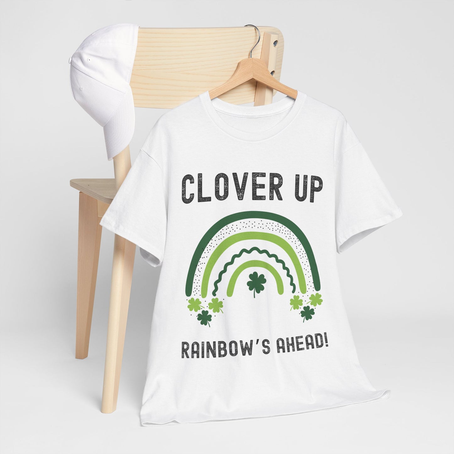 Clover Up, Rainbow's Ahead - Unisex Heavy Cotton Tee - St. Patrick's Day Shirt