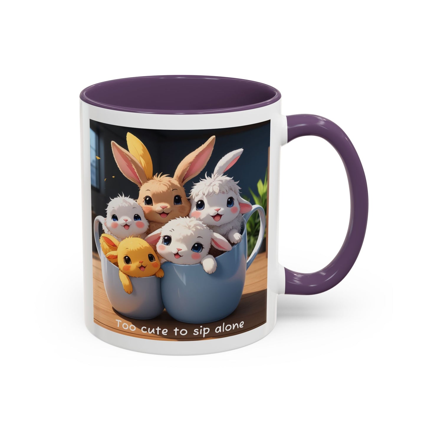 Some Bunnies in a Cup – Cute Anime Mug (Accent Colors) - Accent Coffee Mug (11, 15oz)
