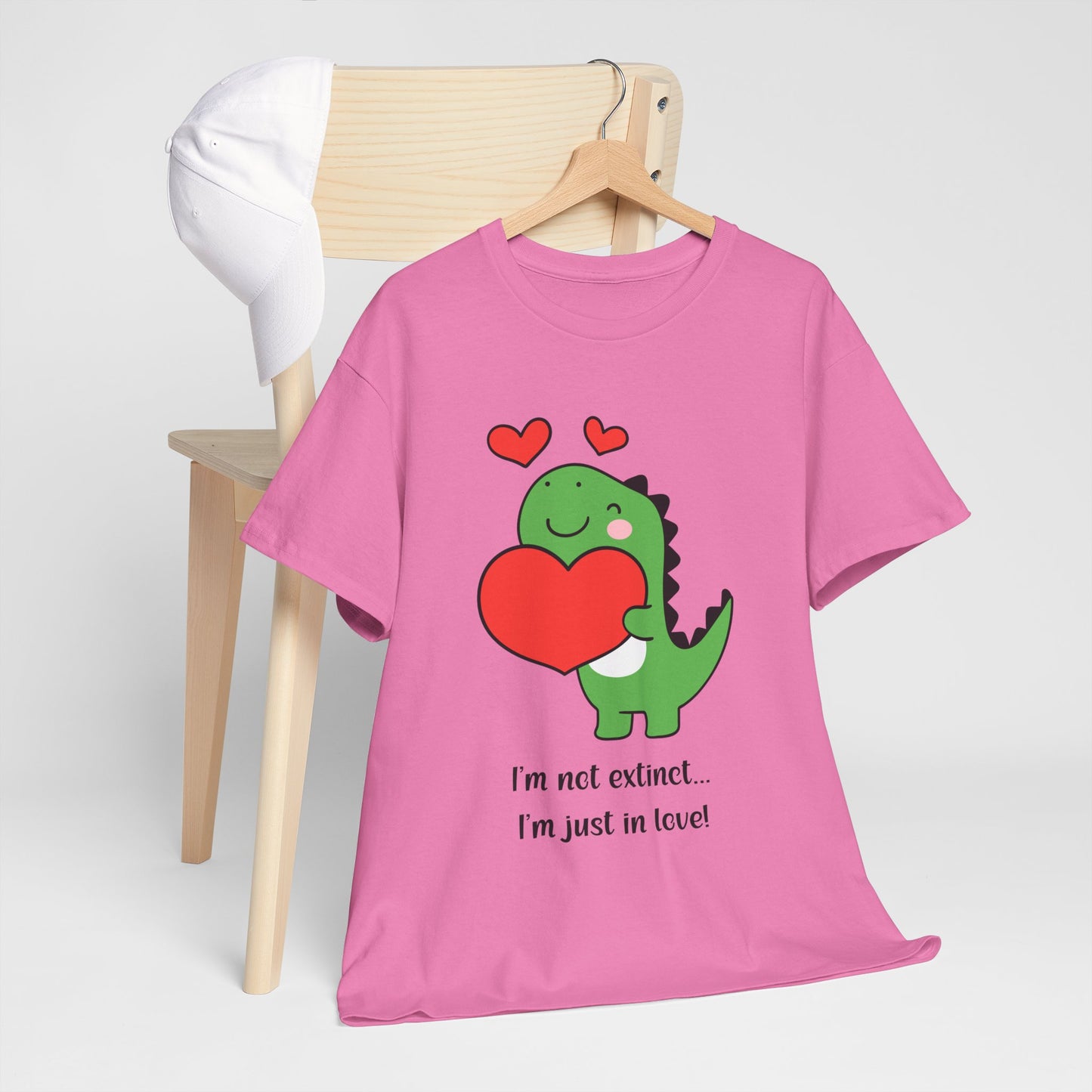 Dinosaur Love Unisex Heavy Cotton Tee - Cute Graphic Tee for Valentine's Day