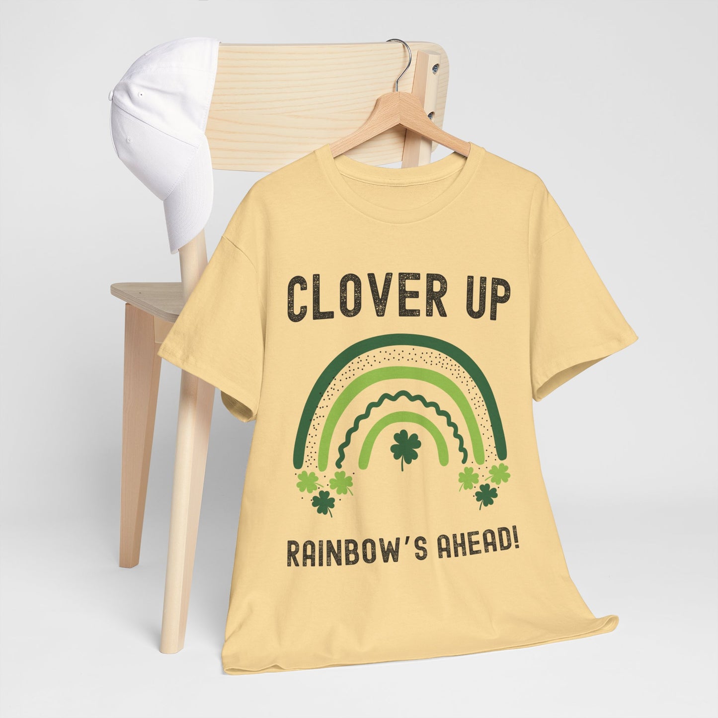 Clover Up, Rainbow's Ahead - Unisex Heavy Cotton Tee - St. Patrick's Day Shirt