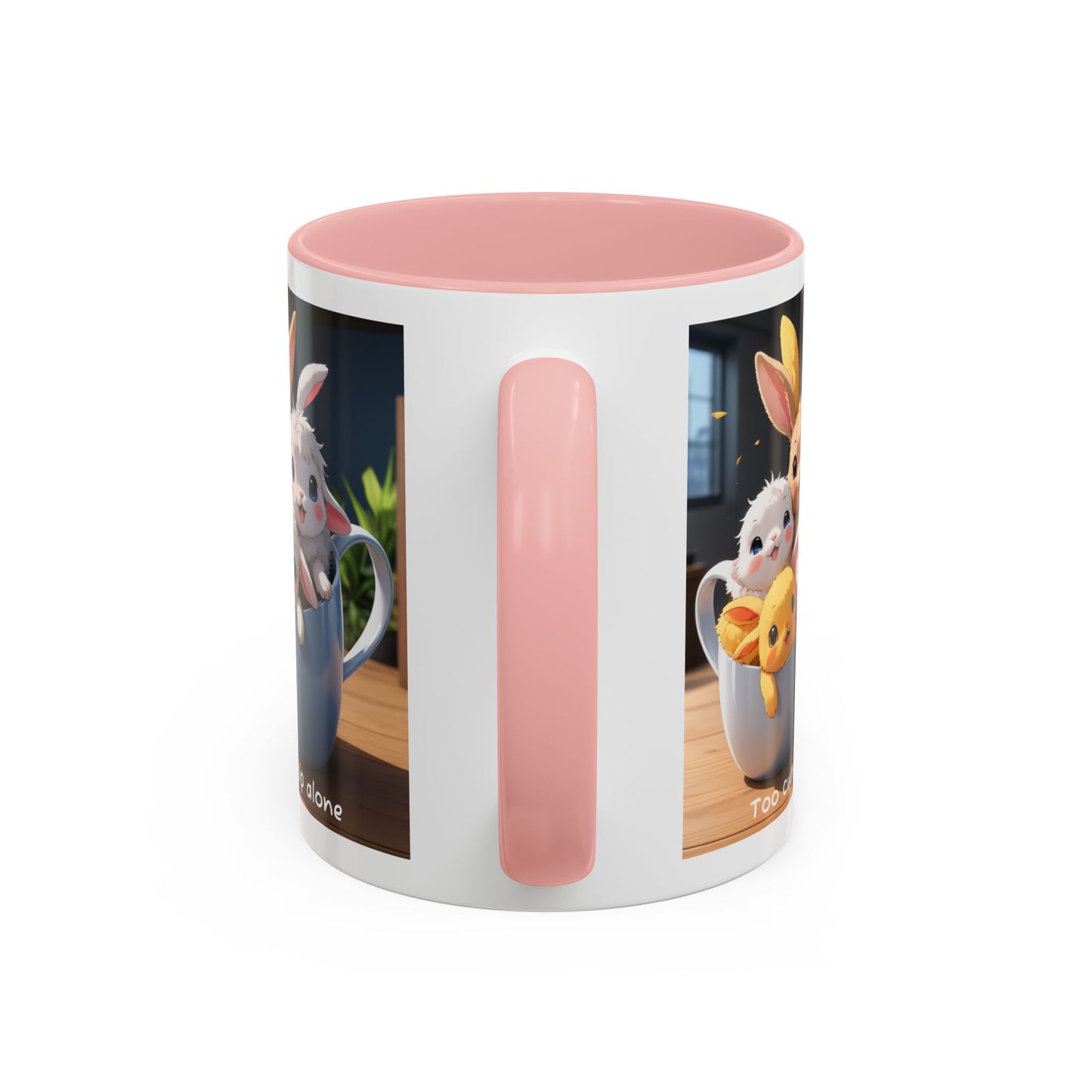 Some Bunnies in a Cup – Cute Anime Mug (Accent Colors) - Accent Coffee Mug (11, 15oz)