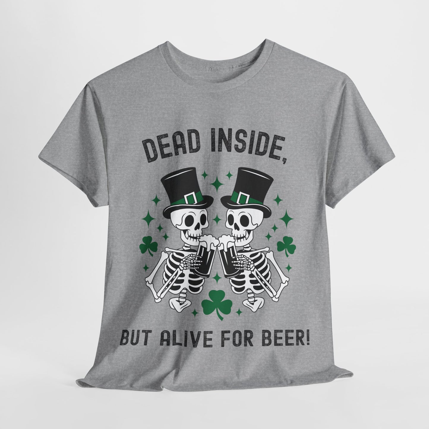 Dead Inside, But Alive For Beer! Skeleton Beer Unisex Heavy Cotton Tee