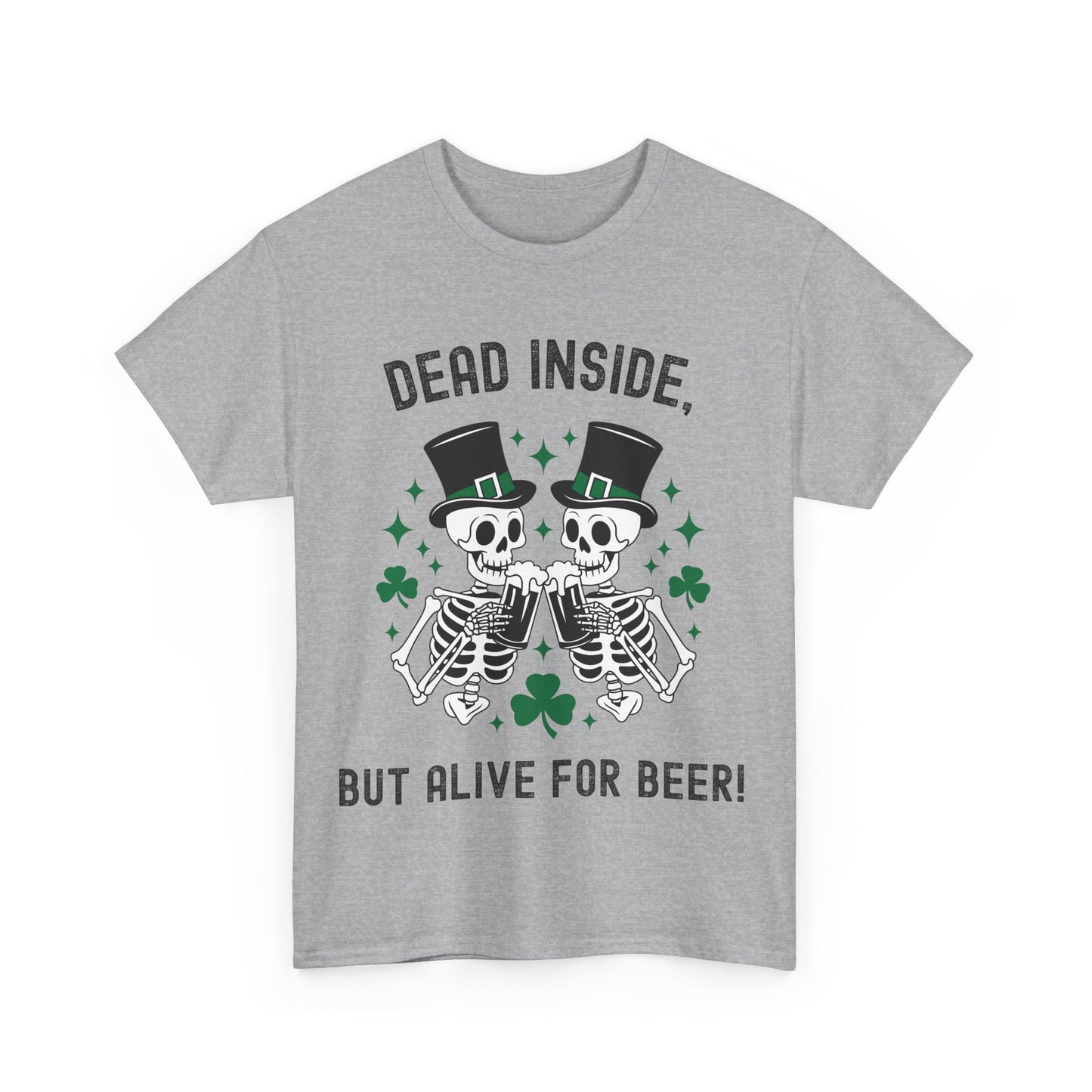 Dead Inside, But Alive For Beer! Skeleton Beer Unisex Heavy Cotton Tee