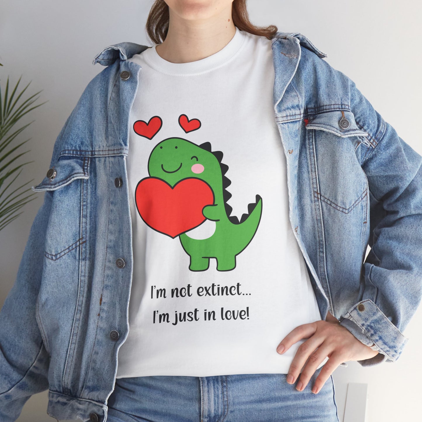 Dinosaur Love Unisex Heavy Cotton Tee - Cute Graphic Tee for Valentine's Day