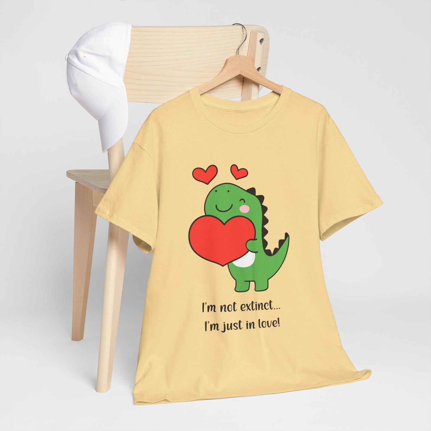 Dinosaur Love Unisex Heavy Cotton Tee - Cute Graphic Tee for Valentine's Day