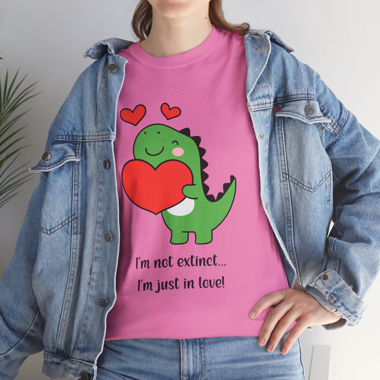 Dinosaur Love Unisex Heavy Cotton Tee - Cute Graphic Tee for Valentine's Day