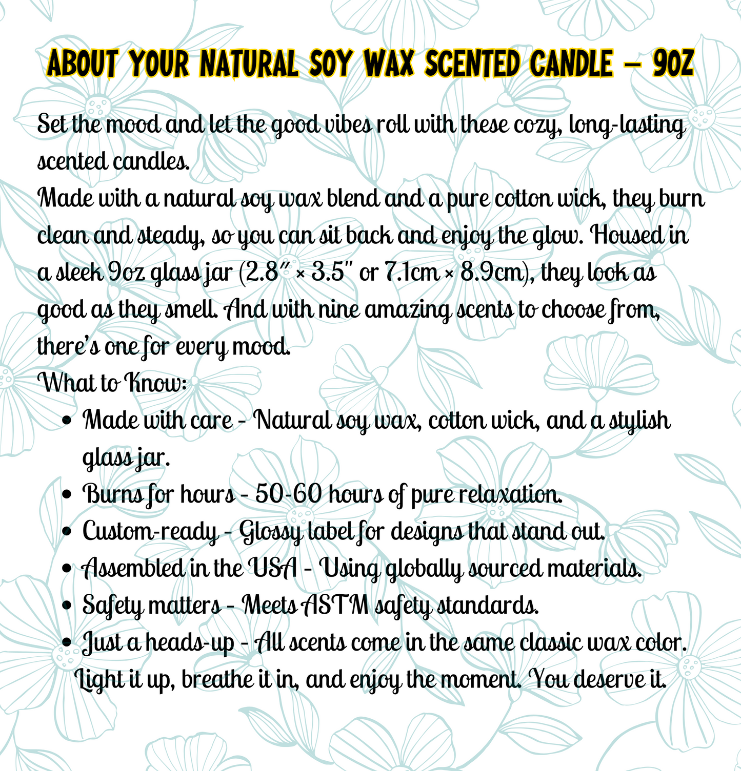 Custom Scented Soy Candle – 9oz Gift for Her, Him or Home