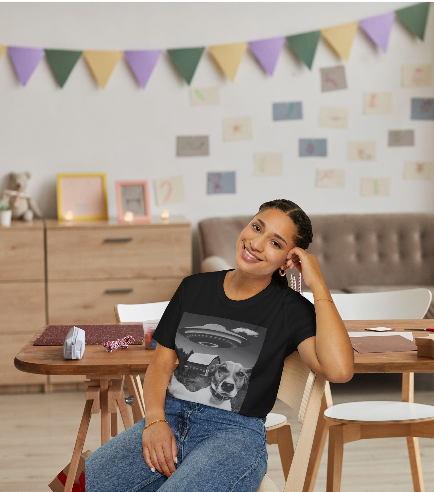 Dog Selfie Twist Unisex Softstyle Graphic Tee - Perfect Gift for Dog Lovers